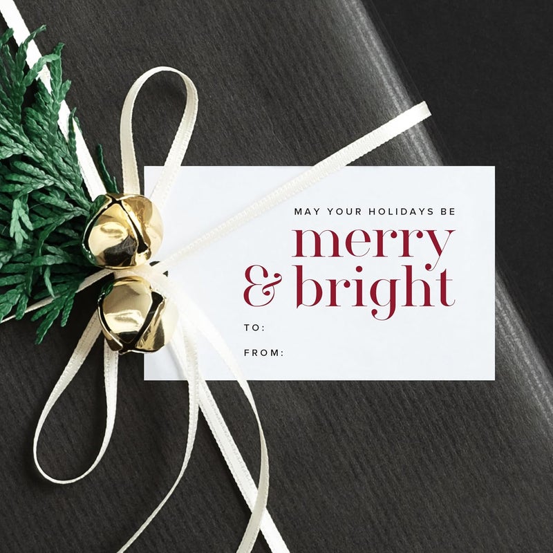 ThreeKin Collective ThreeKin Pack of 50 Christmas Gift Tags, 2 x 3.25 Rectangle Tag with Pre-Punched Hole, Perfect Hanging Tags for Holiday Gifts, Christmas Presents, Events and Celebrations | Gift Wrap Tags - Image 2